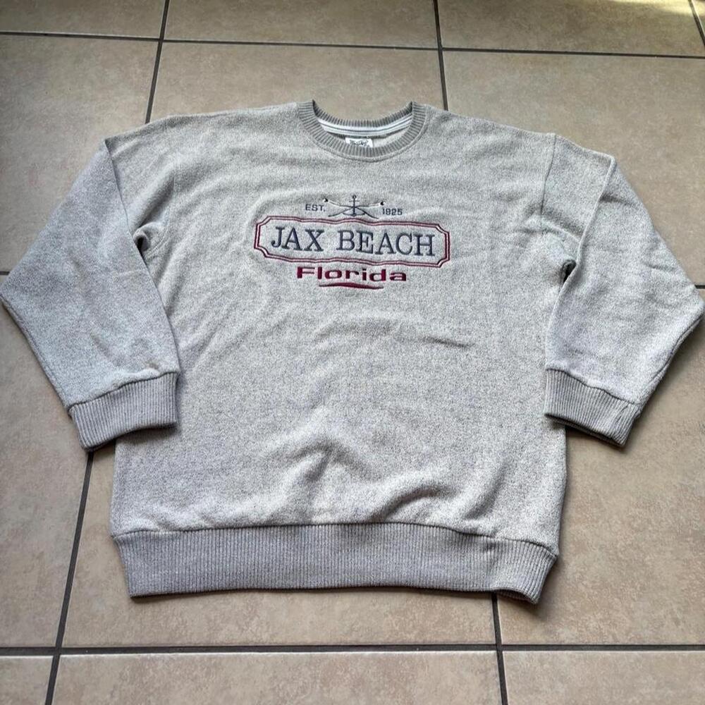 Pacific & Co. Sweatshirt Mens Large Gray Crewneck JAX Beach Florida Pullover